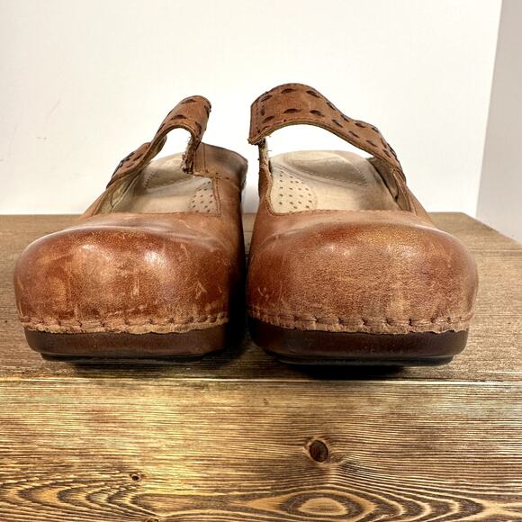 Dansko Mary Jane Brown Leather Mules Womens 36 Professional Comfort Shoes Clogs - Picture 7 of 8